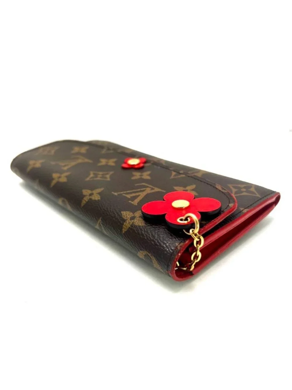 Louis Vuitton Monogram Portefeuille Emily Flower Charm Cerise Wallet